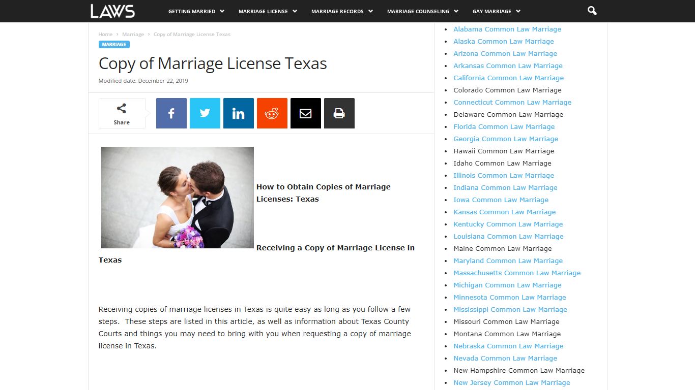 Copy of Marriage License Texas - Marriage - LAWS.com